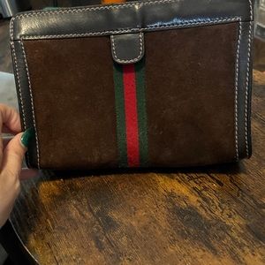 Vintage suede Gucci parfum bag